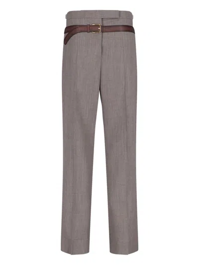 Prada Tailored Wool-blend Trousers In Brown
