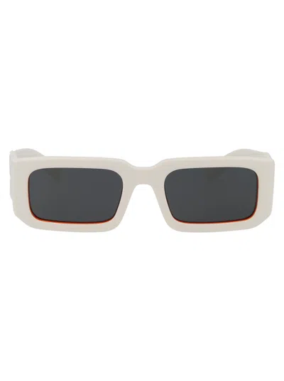Prada Talc/orange Acetate Sunglasses In White