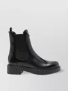 Prada Chocolate Calfskin Chelsea Ankle Boots In Black