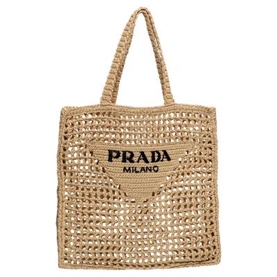 Pre-owned Prada Tan Raffia Tote Bag In Brown