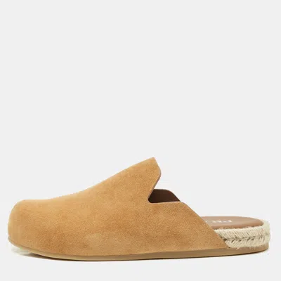 Pre-owned Prada Tan Suede Espadrille Mules Size 41