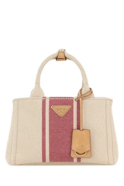 Prada Tan/red Jardinire Small Satchel In Neutral