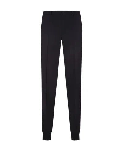 Prada Tapered Cotton Trousers In Black