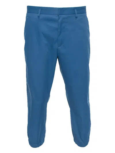 Pre-owned Prada Tapered Cotton Trousers In Blue
