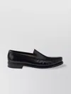 Prada Polished Leather Flat Shoes In Black