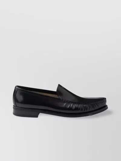 Prada Tapered Silhouette Leather Loafers With Round Toe In Black