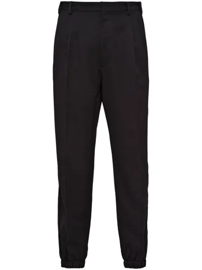 Prada Tapered Velvet Trousers In Black