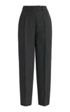 Prada Tapered Wool Trousers In Grey