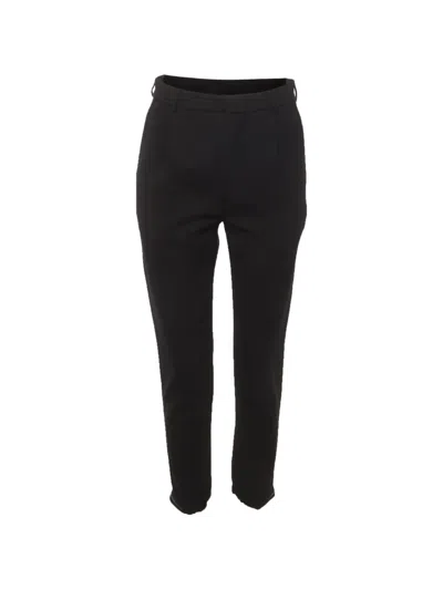Pre-owned Prada Tapered-cut Cropped Trousers In Black