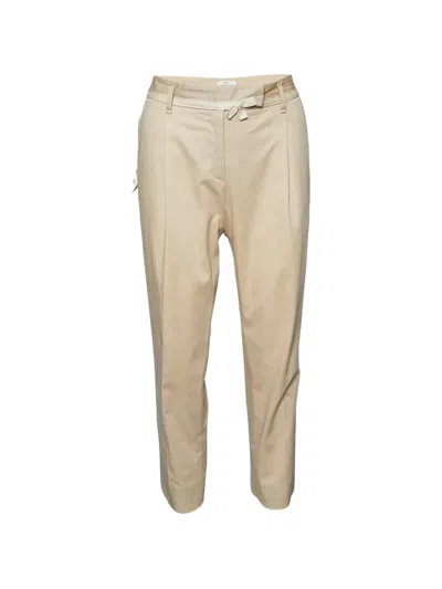 Pre-owned Prada Tapered-leg Bow-detail Trousers In Neutral