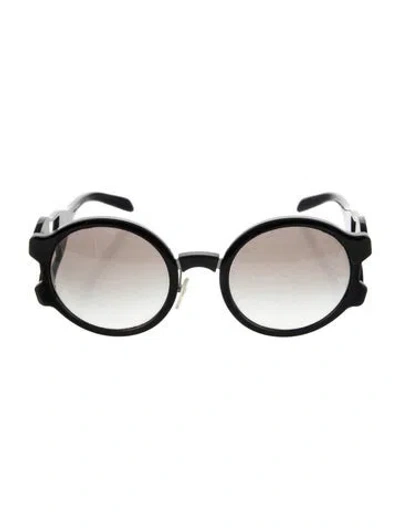 Pre-owned Prada Tapestry Collection Round Sunglasses In Black