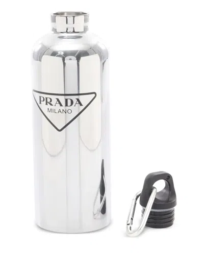 Pre-owned Prada Tavel T Water Bottle In Gray