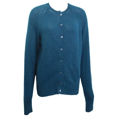 Pre-owned Prada Teal Cashmere Button Cardigan In Green