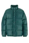 Prada High Collar Puffer Quilted Down Jacket In Green