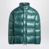 Prada Triangle Logo Glossy Down Jacket In Blue