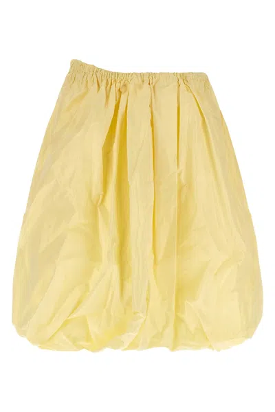 Prada Voluminous Taffeta Skirt Balloon Silhouette In Yellow