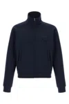 Prada High Collar Cuffs Hem Side Pockets In Blue