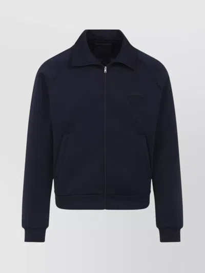 Prada Tech Fabric Sweatshirt With Raglan Sleeves In Blue