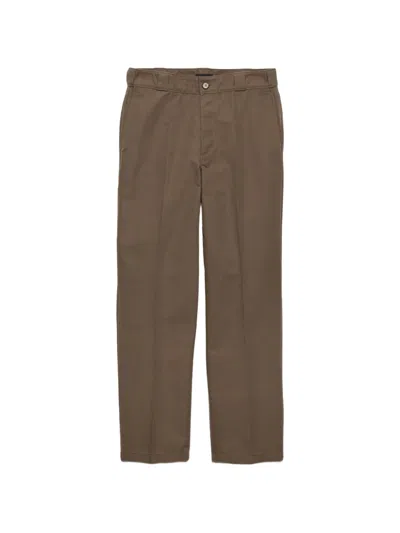 Prada Technical Canvas Pants In Brown