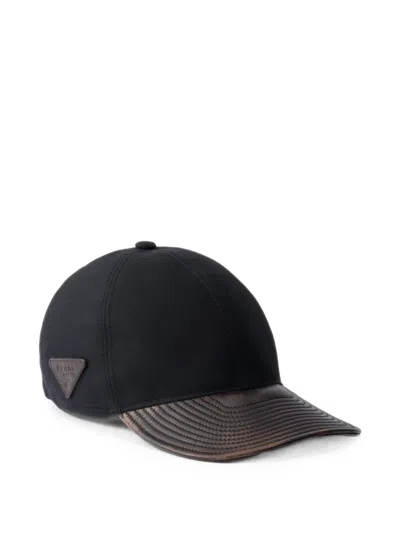 Prada Technical Cotton And Leather Baseball Cap In Multi
