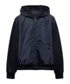 Prada Technical Cotton And Re-nylon Hoodie In Blue