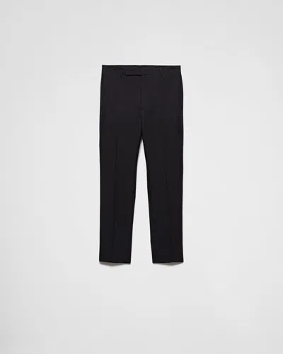 Prada Technical Cotton Pants In Black