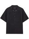 Prada Technical Cotton Short-sleeved Shirt In Black