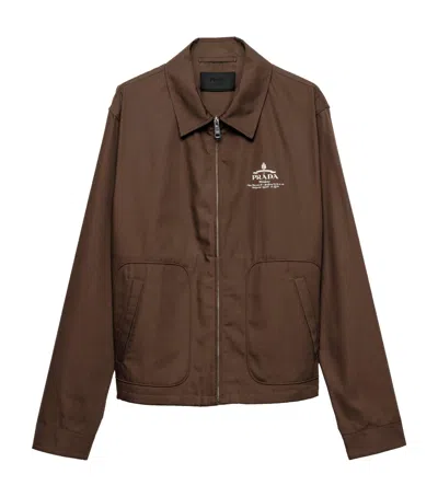 Prada Technical Cotton Zip-up Blouson Jacket In Ebony