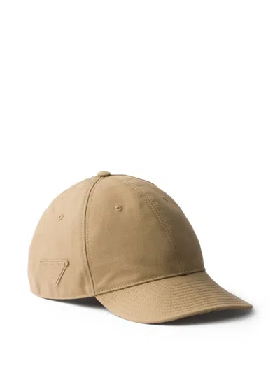 Prada Technical Fabric Baseball Cap In Brown