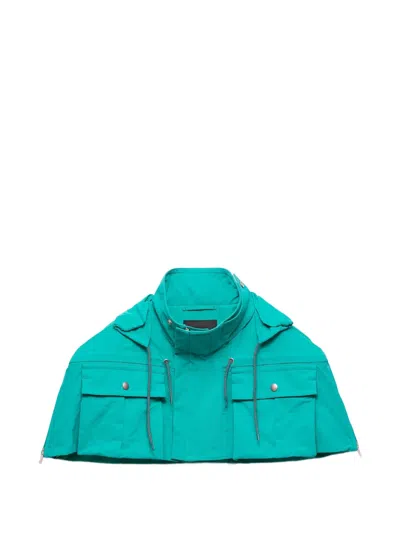 Prada Technical Fabric Capelet In Blue