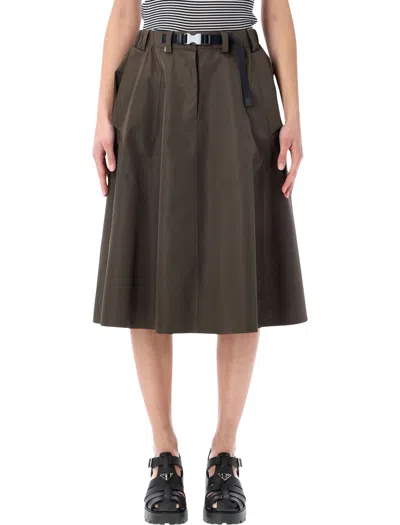 Prada Technical Fabric Circle Skirt In Brown