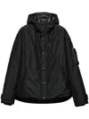 Prada Zip-up Hooded Down Jacket In Schwarz