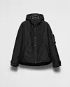 Prada Hooded Polyester Down Jacket With Multiple Pockets In Schwarz