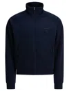 Prada High Collar Cuffs Hem Side Pockets In Blue