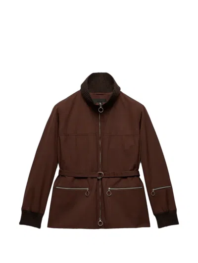 Prada Technical Fabric Jacket In Brown
