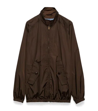 Prada Technical Fabric Jacket In Brown