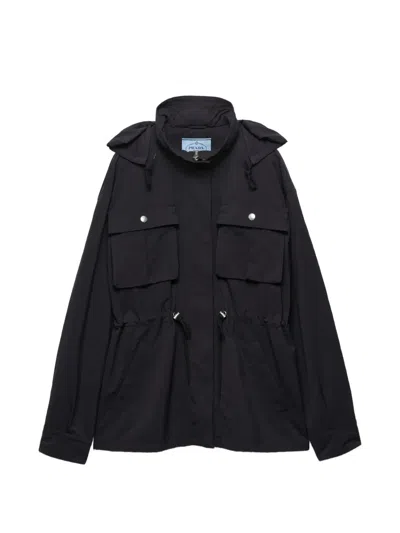 Prada Technical Fabric Parka In Blue