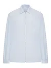 Prada Technical Fabric Shirt With Striped Pattern In Blue
