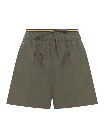 Prada Drawstring Waistband Shorts In Green