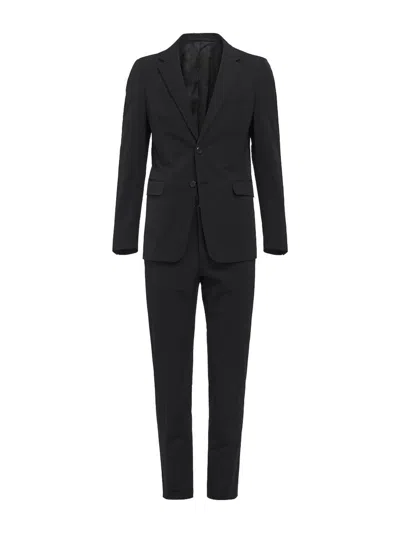 Prada Einreihiger Anzug Aus Wolle Und Mohair In Black
