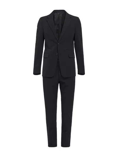 Prada Technical Fabric Single Breasted Suit In Black