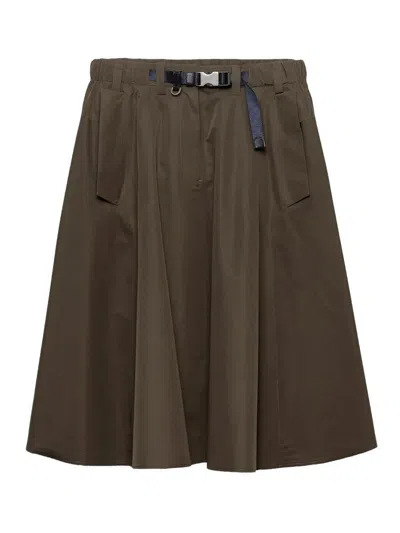 Prada Technical Fabric Skirt In Brown