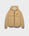 Prada Technical Fleece Hoodie Jacket In Brown