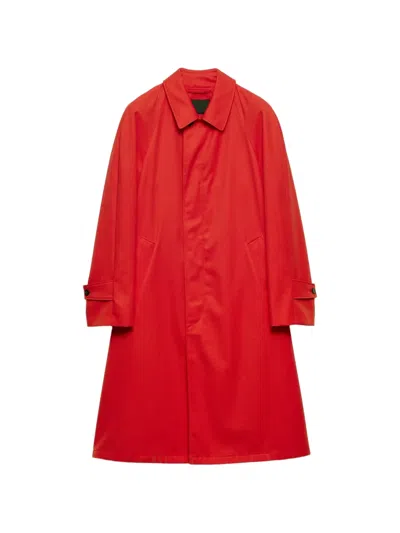 Prada Technical Gabardine Coat In Red