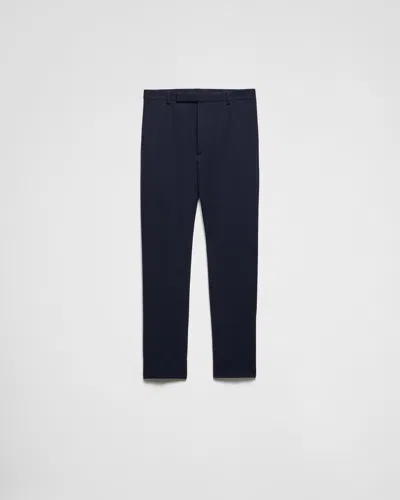 Prada Technical Gabardine Pants In Navy