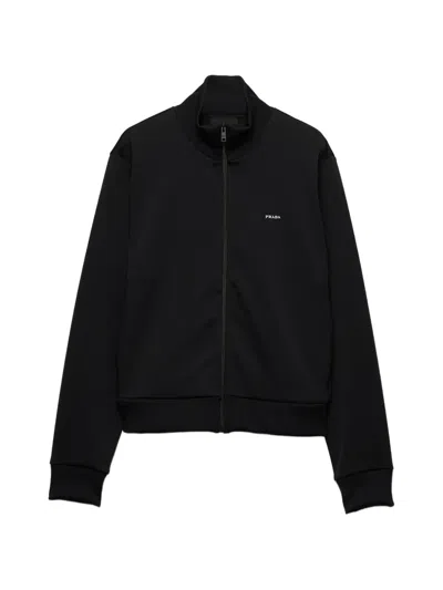 Prada Technical Jersey Blouson Jacket In Black