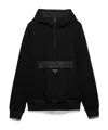 Prada Technical Half-zip Hoodie In Black