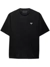 Prada Mens Black Brand-plaque Oversized-fit Recycled-polyester T-shirt In Black
