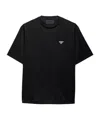Prada Mens Black Brand-plaque Oversized-fit Recycled-polyester T-shirt In Black