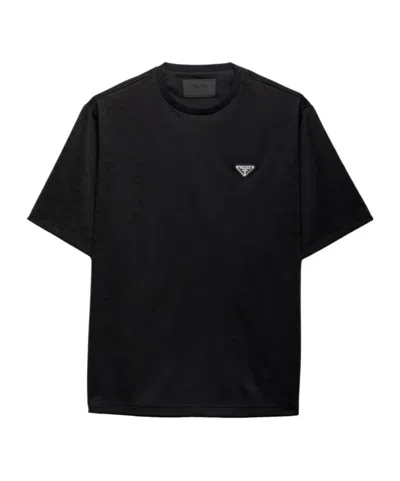 PRADA PRADA ALL-OVER TRIANGLE MOTIF CREWNECK T-SHIRT